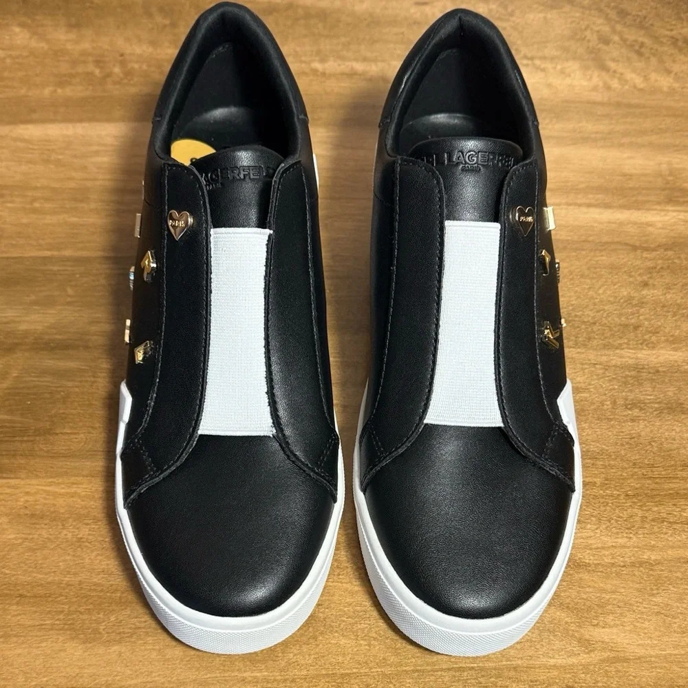 Karl Lagerfeld Black Sneakers with Gold Accents - Picture 2 of 13